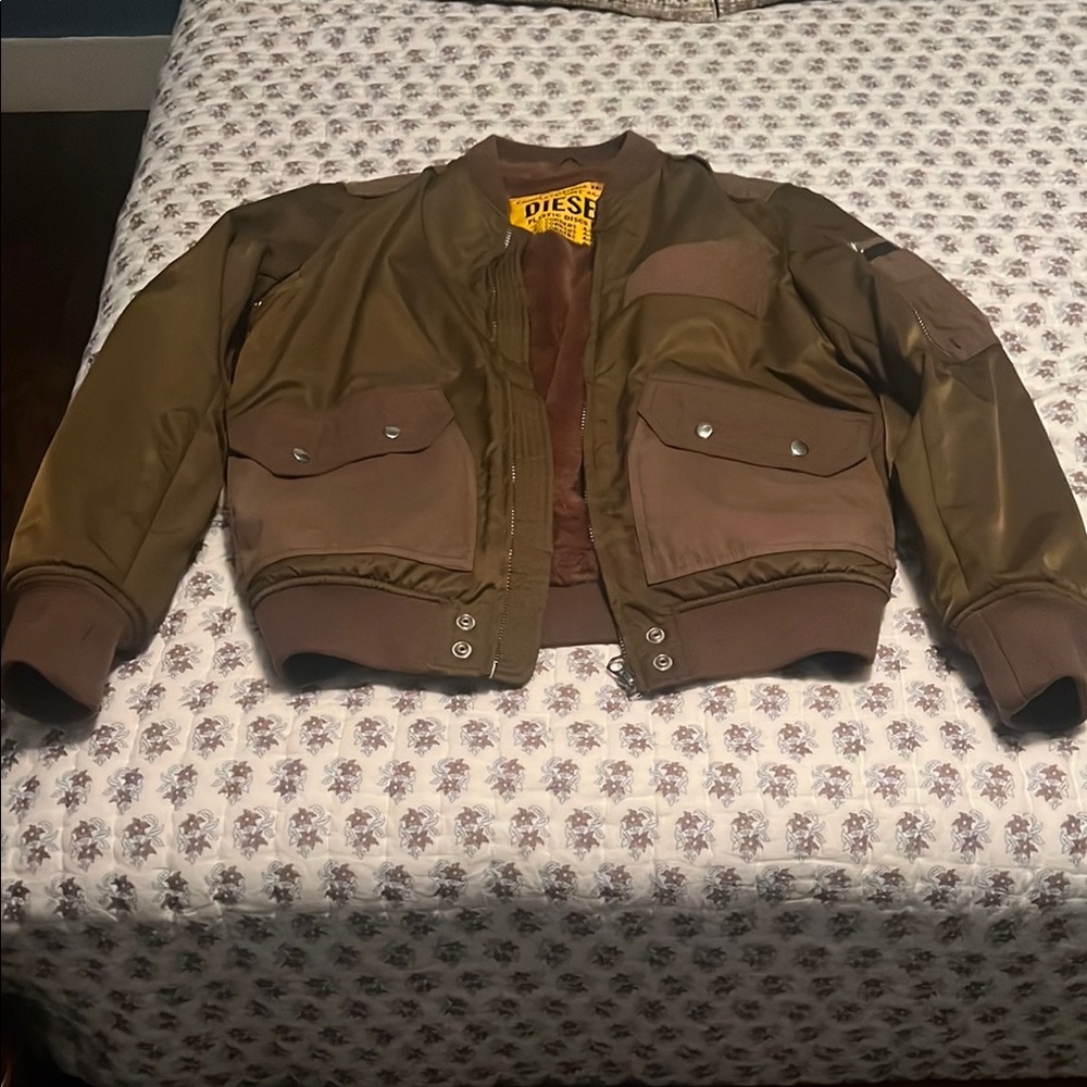 Diesel Green and Brown Bomber Jacket